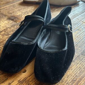 Zara Black Velvet Flats